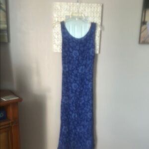 Floral Blue Sleeveless Dress